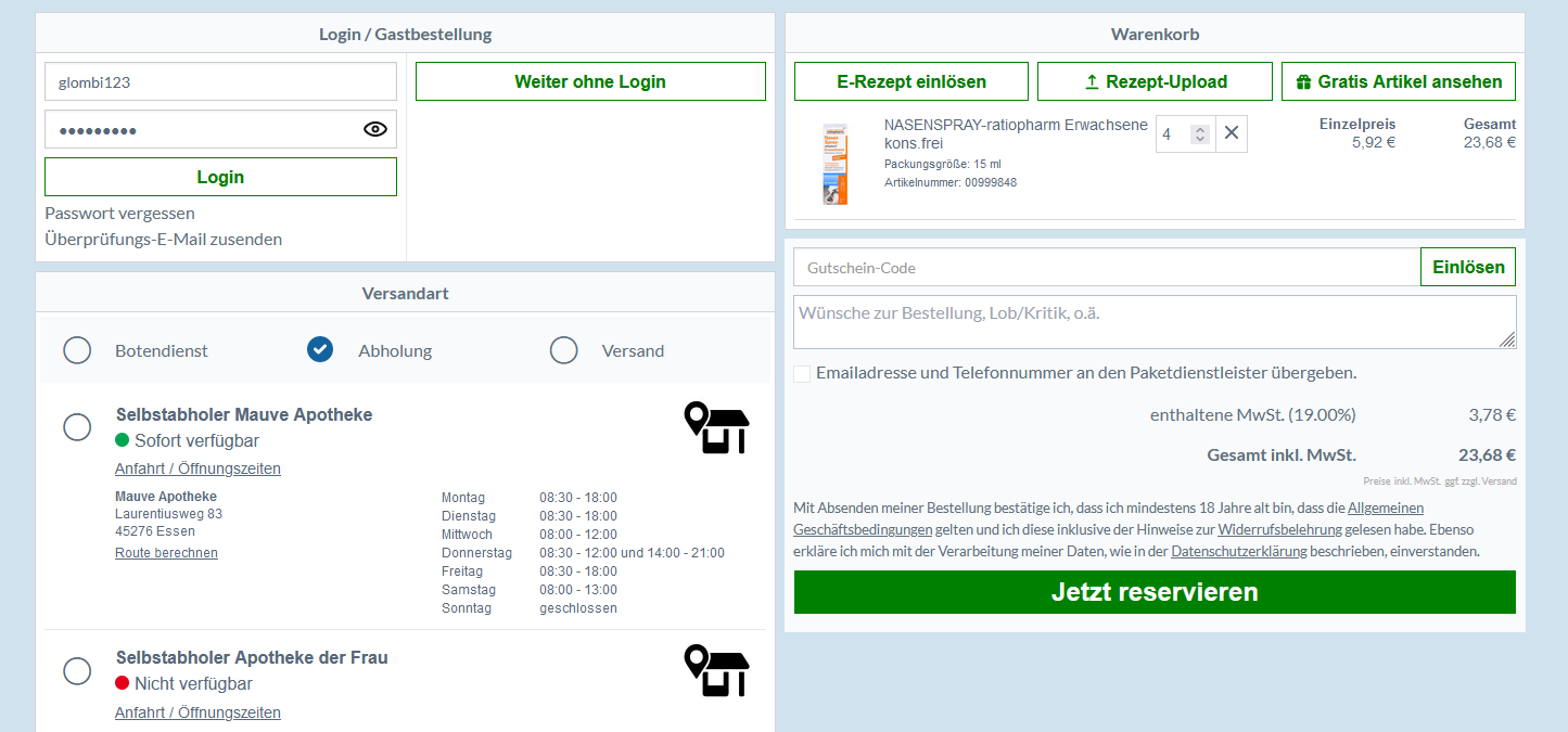 Übersicht Apotheken-Filialen